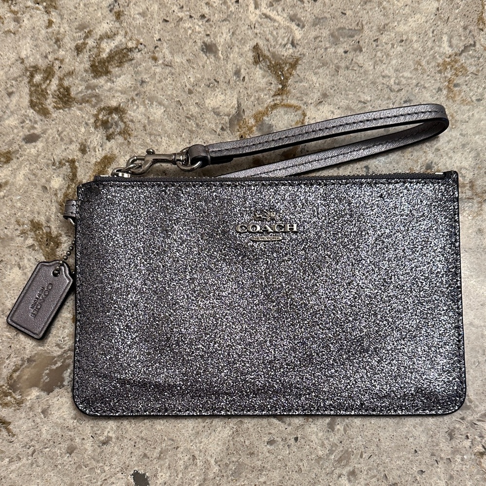 Coach Shimmering Silver Wristlet